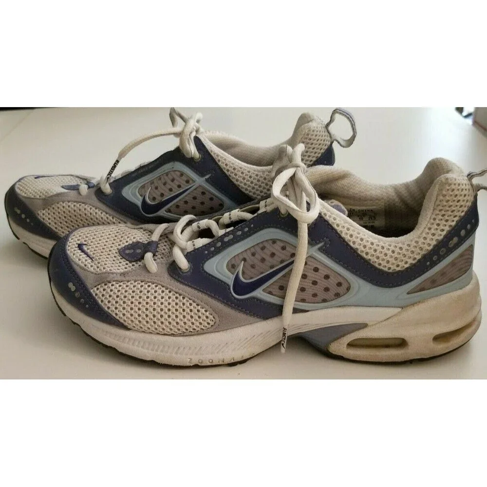 Women's Nike Max Air Moto 4 Lace-Up Running Shoe Sneakers Blue White US Size 8.5